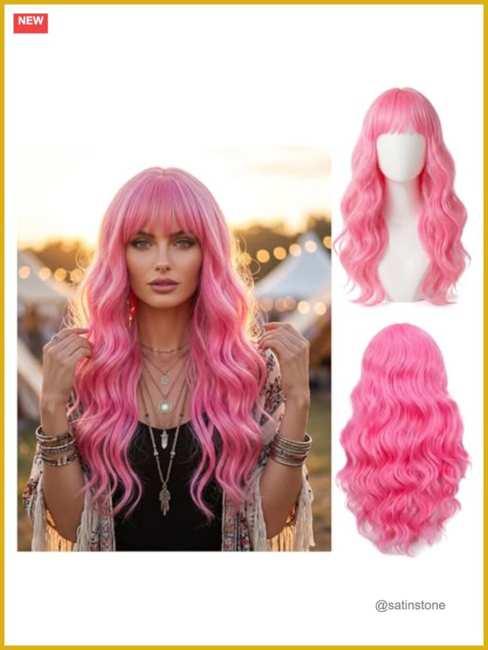 26 Inch Body Wave Synthetic Wig with Bangs for Women Costume Party Cosplay